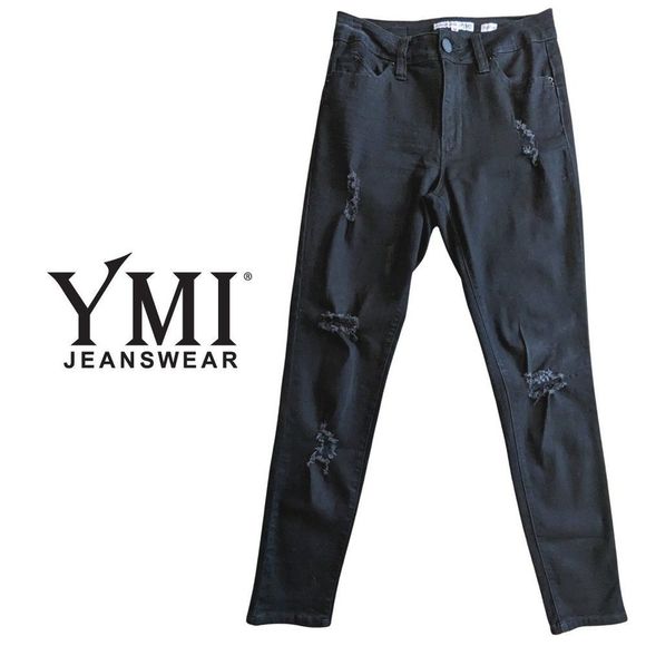 YMI High Rise Black Distressed Jeans Perfect Condition Sized 7 - Picture 1 of 10